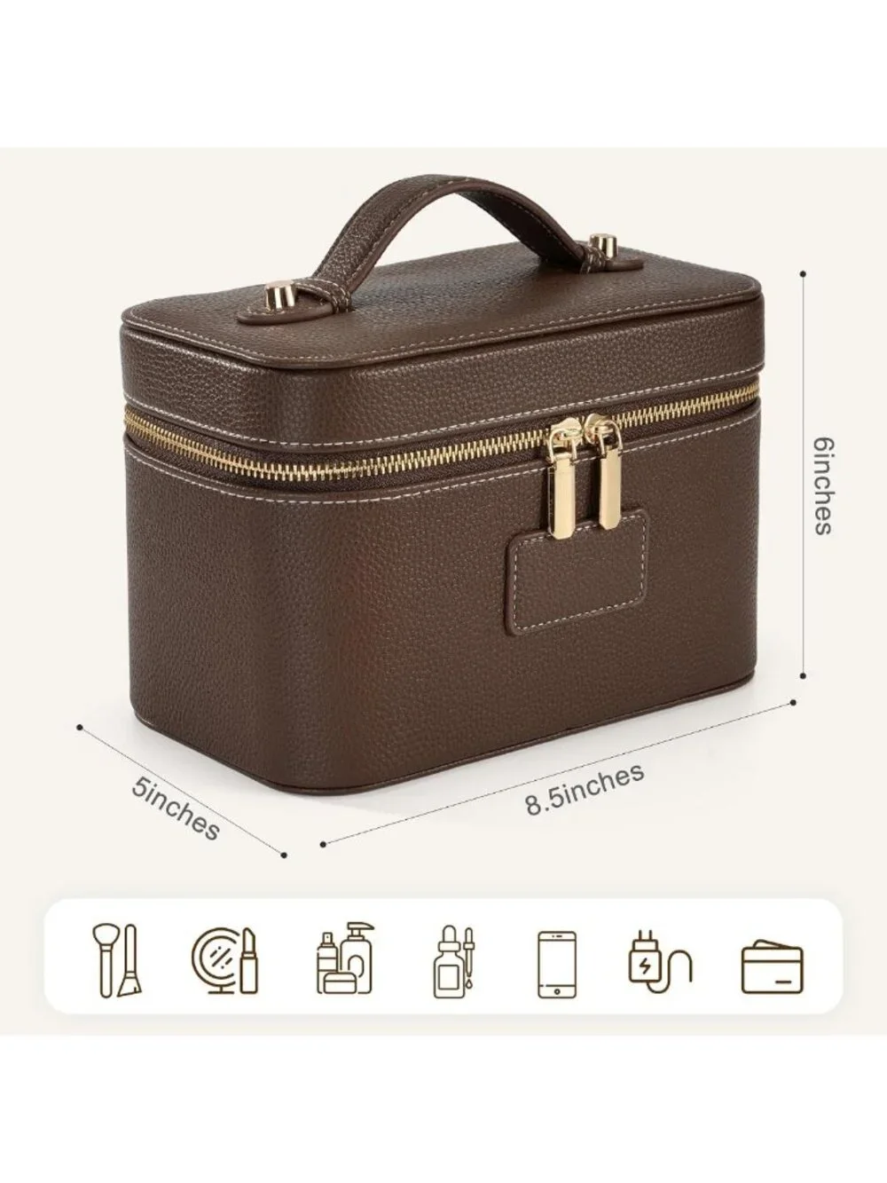Stylish Waterproof Makeup Bag - Travel Toiletry Organizer with Brush Holder